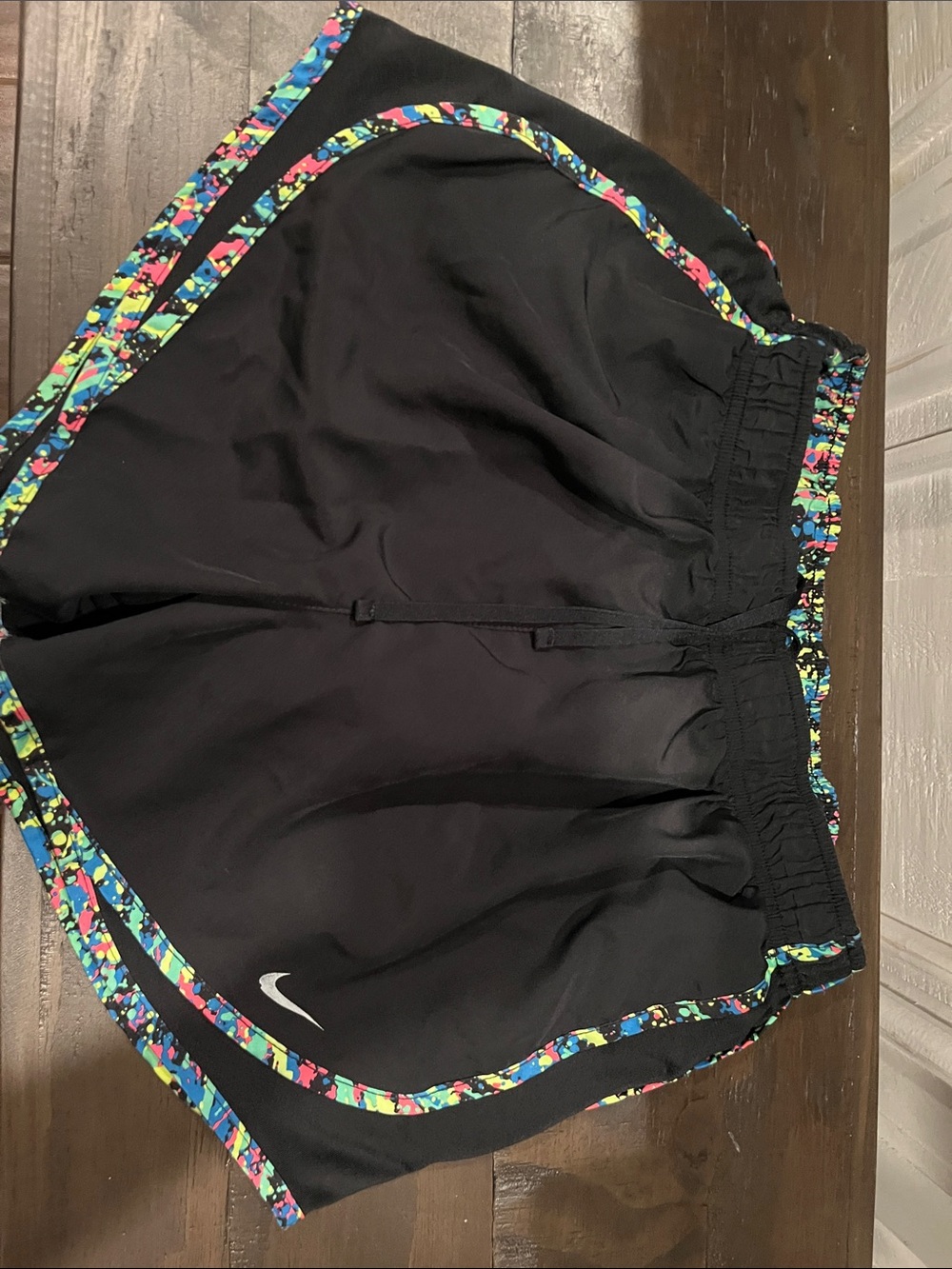 Nike Black Shorts with Multicolor Confetti Trim